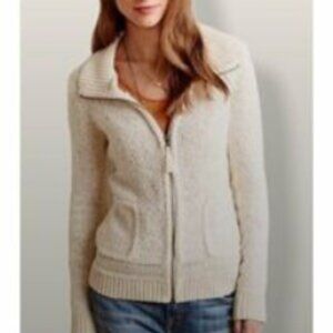Anthropologie Sleeping On Snow Northbound Ivory Zip Up Cardigan